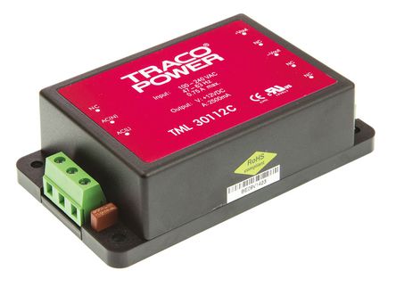 TRACOPOWER - TML 30112C - TRACOPOWER 30W  ǶʽģʽԴ SMPS TML 30112C, 100  370 V dc, 85  264 V ac, 12V dc, 2.5A		