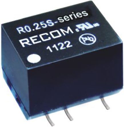 Recom - R0.25S-0505 - Recom R0.25S ϵ 0.25W ʽֱ-ֱת R0.25S-0505, 4.5  5.5 V ֱ, 5V dc, 50mA, 1kV dcѹ, 60  70%Ч		
