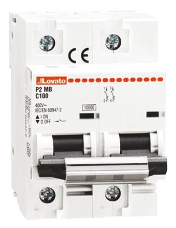 Lovato - P2MB2PC125 - Lovato ģ P2MB ϵ 2 125 A MCB ΢Ͷ· P2MB2PC125, 10 kA Ͽ, C բ		