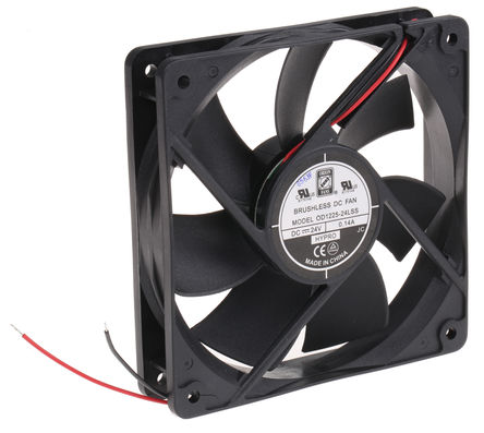 RS Pro - OD1225-24LSS - RS Pro OD1225 ϵ 3W 24 V ֱ  OD1225-24LSS, 122m3/h, 1800rpm, 120 x 120 x 25mm		