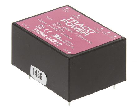 TRACOPOWER - TMPM 04212 - TRACOPOWER 4W 2 ǶʽģʽԴ SMPS TMPM 04212, 120  370 V dc, 85  264 V ac, 12V dc, 166mA, 77%Ч		