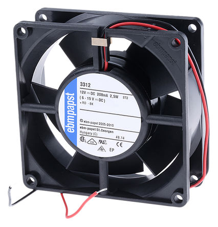 ebm-papst - 3312 - ebm-papst 3300 ϵ 2.5W 12 V ֱ  3312, 80m3/h, 3000rpm, 92 x 92 x 32mm		