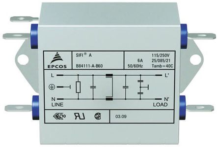 EPCOS - B84111A0000A030 - EPCOS B84111 ϵ 3A 250 V , 60Hz װ RFI ˲ B84111A0000A030, װƬӶ		