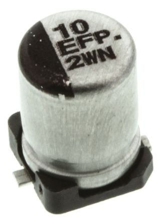 Panasonic - EEEFP1E100AR - Panasonic FP SMD ϵ 25 V ֱ 10F SMD  EEEFP1E100AR, 20%ݲ, 850m(ֵ), +105C, Bװ		