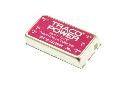 TRACOPOWER - TEN 30-4822WIN - TRACOPOWER TEN 30WIN ϵ 30W ʽֱ-ֱת TEN 30-4822WIN, 18  75 V ֱ, 12V dc, 1.25A, 1.5kV dcѹ		