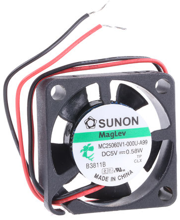 Sunon - MC25060V1-000U-A99 - Sunon MC ϵ 0.58W 5 V ֱ  MC25060V1-000U-A99, 5.1m3/h, 13000rpm, 25 x 25 x 6mm		