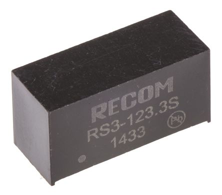 Recom - RS3-123.3S - Recom RS3 ϵ 3W ʽֱ-ֱת RS3-123.3S, 9  18 V ֱ, 3.3V dc, 600mA, 500V acѹ, SIPװ		