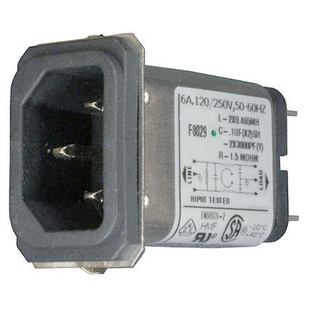 TE Connectivity - 15EJS1 - TE Connectivity Ƕʽ C14 IEC ˲ ͷ 1-6609006-8, ζ˽, 15A, 250 V 		