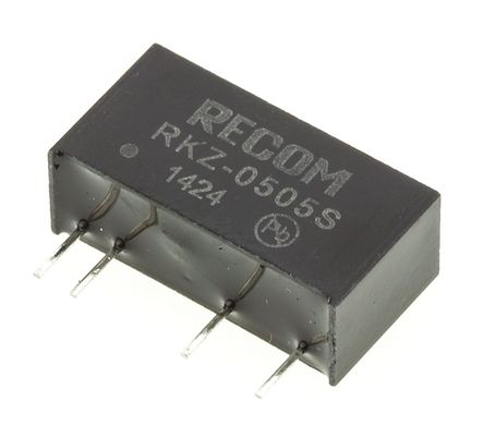 Recom - RKZ-0505S - Recom RKZ ϵ 2W ʽֱ-ֱת RKZ-0505S, 4.5  5.5 V ֱ, 5V dc, 400mA, 3kV dcѹ, 84%Ч, SIPװ		