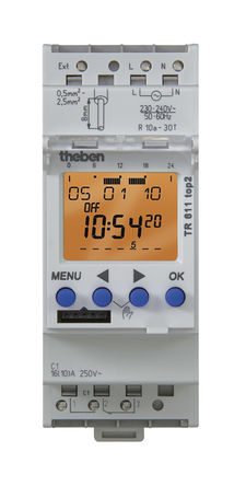 Theben / Timeguard - TR 611 top2 - Theben / Timeguard 1ͨ DIN 쿪 TR 611 top2, Сʱλ, 230  240 V Դ		