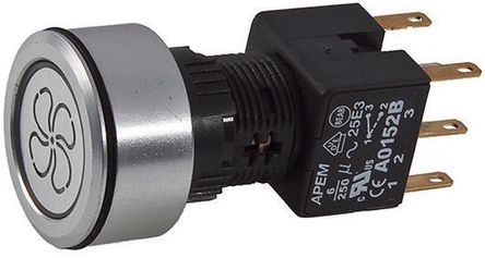 Apem - A1PCA1X217K403 - Apem A1PCA1X217K403  DP ɫLED 尲װ ť, 6 A @ 250 V 		