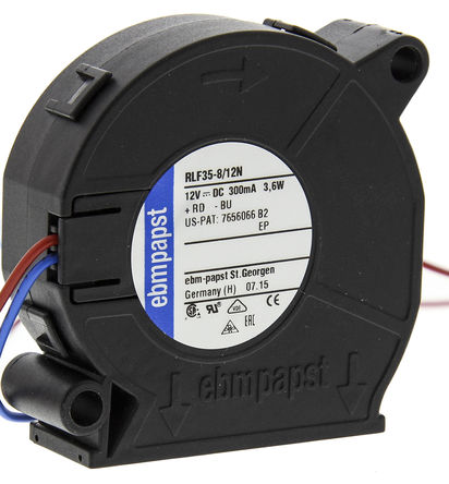ebm-papst - RLF35-8/12N - ebm-papst RLF35 ϵ ʽ ķ RLF35-8/12N, 12 V ֱ, 9.6m3/h, 51 x 51 x 15mm		