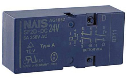 Panasonic - SF2D-DC24V - Panasonic SF2D-DC24V ˫˫ PCB װ Ǳ̵, 3 A, 24V dc		