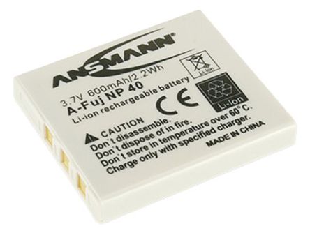 ANSMANN - A-Fuji NP-40 - Ansmann 3.7V 锂离子 锂可充电电池, 适用于ALDI, Benq, Fuji, Premier照相机, 600mAh		