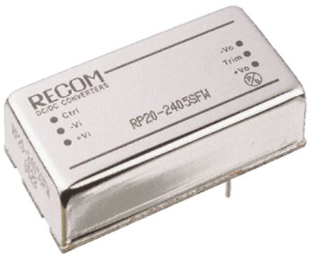 Recom - RP20-4815SFW - Recom RP20 FW ϵ 20W ʽֱ-ֱת RP20-4815SFW, 18  75 V ֱ, 15V dc, 1.33A, 1.6kV dcѹ, 86%Ч, DIPװ		