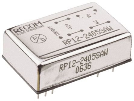 Recom - RP12-243.3SAW - Recom RP12 AW ϵ 12W ʽֱ-ֱת RP12-243.3SAW, 9  36 V ֱ, 3.3V dc, 3.5A, 1.6kV dcѹ, 84%Ч, DIPװ		