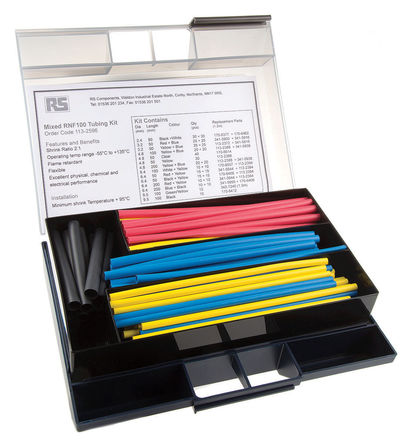 TE Connectivity - RNF 100 KIT - TE Connectivity RNF-100 ϵ ɫ ϩ ׹ RNF 100 KIT, 2:1, 2.4 mm, 3.2 mm, 4.8 mm, 6.4 mm, 9.5 mmֱ		