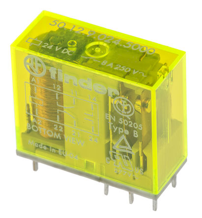 Finder - 50.12.9.024.5000 - Finder 50.12.9.024.5000 ˫˫ PCB װ Ǳ̵, 24V dc		