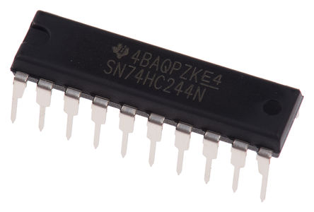 Texas Instruments - SN74HC244N - Texas Instruments SN74HC244N HC 系列 8位 三态 非反相 缓冲器，线路驱动器, 20引脚 PDIP封装		
