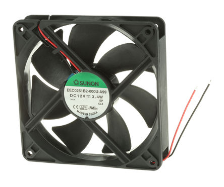 Sunon - EEC0251B2-000U-A99 - Sunon EE ϵ 3.4W 12 V ֱ  EEC0251B2-000U-A99, 158m3/h, 2700rpm, 120 x 120 x 25mm		