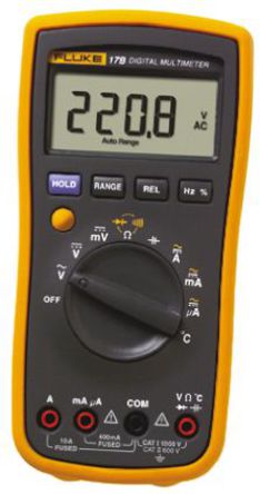 Fluke - Fluke-17B /CN-C3 - Fluke 17B 1000V ac, 10A ac 数字万用表, 测量400 Ω → 40 MΩ, 测量50 nF → 100 μF, 测量+50 → +400 °C		
