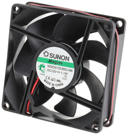 Sunon - ME80251V3-000U-A99 - Sunon ME ϵ 1.1W 12 V ֱ  ME80251V3-000U-A99, 56m3/h, 2600rpm, 80 x 80 x 25mm		