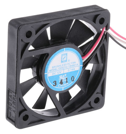 RS Pro - OD5210-12HB01A - RS Pro OD5210 ϵ 1.68W 12 V ֱ  OD5210-12HB01A, 20m3/h, 6000rpm, 52 x 52 x 10mm		