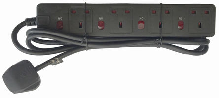 RS Pro - BSS-022-BLK-5M - RS Pro ɫ 4  Դ ߰ BSS-022-BLK-5M, ʽ, 5m , 13A, 250 V		