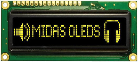 Midas - MCOB100016AV-GP - Midas A ϵ ɫ AMOLED ʾ MCOB100016AV-GP, 100 x 16, COB, нӿ		