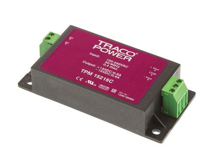 TRACOPOWER - TPM 15215C - TRACOPOWER 15W 2 ǶʽģʽԴ SMPS TPM 15215C, 100  375 V dc, 85  264 V ac, 15V dc		