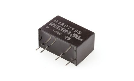 Recom - R12P215S - Recom 2W ʽֱ-ֱת R12P215S, 10.8  13.2 V ֱ, 15V dc, 132mA, 5.2kVѹ, 80%Ч, SIPװ		