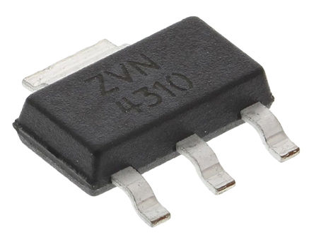 DiodesZetex - ZVN4310GTA - DiodesZetex Si N MOSFET ZVN4310GTA, 1.67 A, Vds=100 V, 3+Ƭ SOT-223װ		