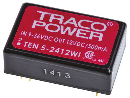 TRACOPOWER - TEN 5-2412WI - TRACOPOWER TEN 5WI ϵ 6W ʽֱ-ֱת TEN 5-2412WI, 9  36 V ֱ, 12V dc, 500mA, 1.5kV dcѹ, 84%Ч		