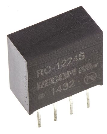 Recom - RO-1224S - Recom RO ϵ 1W ʽֱ-ֱת RO-1224S, 10.8  13.2 V ֱ, 24V dc, 42mA, 1kV dcѹ, SIPװ		
