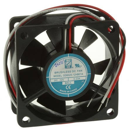 RS Pro - OD6025-12HB01A - RS Pro OD6025 ϵ 2.8W 12 V ֱ  OD6025-12HB01A, 40.8m3/h, 4500rpm, 60 x 60 x 25mm		