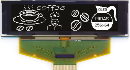 Midas - MCOT256064BA-WM - Midas 3.12in ɫ Դ OLED ʾ MCOT256064BA-WM, 256 x 64, TAB, I2CƽУSPIӿ		