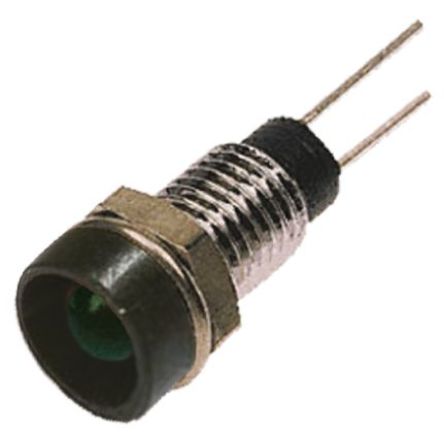 Bulgin - DX1117/GN - Bulgin DX1117/GN 4 mm  ɫ LED ָʾ, ߽Ӷ, 6.1mmװ׳ߴ, 2.1 V		