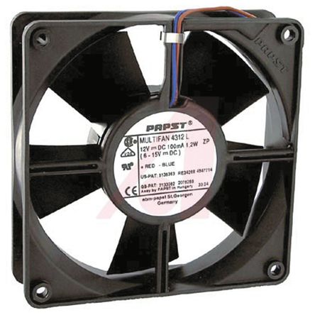 ebm-papst - 4312S - ebm-papst 4312 ϵ 5W 12 V ֱ  4312S, 170m3/h, 2800rpm, 119 x 119 x 32mm		