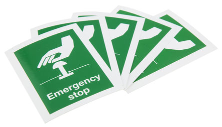 Signs & Labels - F24B/S - Signs & Labels F24B/S 5װ ɫ Ӣ “ֹͣ“ ϩ ȫ־, 55 x 75mm		