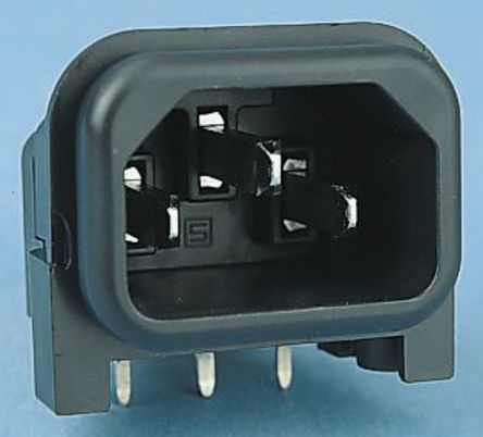 Schurter - GSP2.9113.13 - Schurter 面板安装 C14 直角 IEC 插头 GSP2.9113.13, 螺钉拧紧，焊接端接, 额定10A, 250 V		