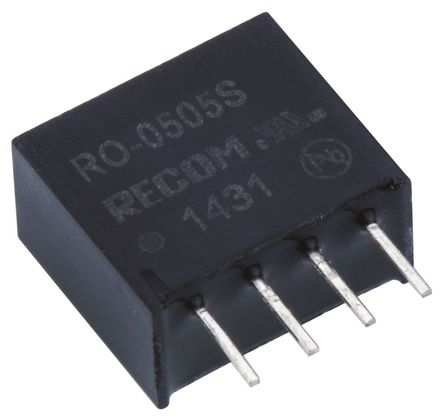 Recom - RO-0505S - Recom RO ϵ 1W ʽֱ-ֱת RO-0505S, 4.5  5.5 V ֱ, 5V dc, 200mA, 1kV dcѹ, 80%Ч, SIPװ		