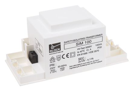 Block - SIM 100 - Block 100VA ѹ SIM 100, 2, :230V ac μ:12V ac, 		