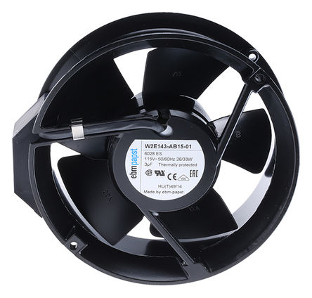 ebm-papst - 6028ES - ebm-papst 600 ϵ 29W 115 V   6028ES, 500m3/h, 3300rpm, 171.4 (Dia.) x 50mm		