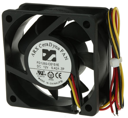 ARX - FD1260-C0151E2AL - ARX CeraDyna ϵ 2.76W 12 V ֱ  FD1260-C0151E2AL, 33.35m3/h, 4500rpm, 60 x 60 x 25.4mm		