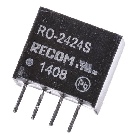 Recom - RO-2424S - Recom RO ϵ 1W ʽֱ-ֱת RO-2424S, 21.6  26.4 V ֱ, 24V dc, 42mA, 1kV dcѹ, 85%Ч, SIPװ		