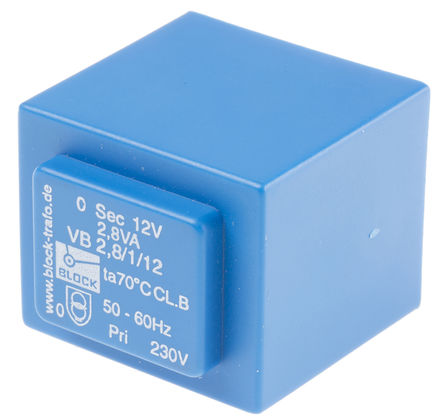 Block - VB 2,8/1/12 - Block ͨ PCB ѹ VB 2,8/1/12, 230V acѹ, 12V acμѹ, 2.8VA, 50  60 HzΧ		
