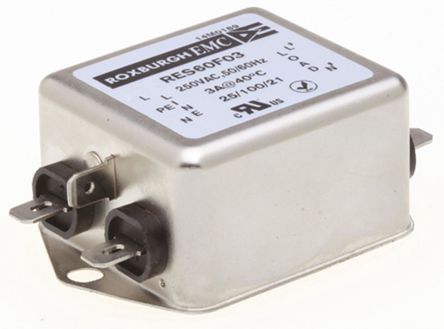 Roxburgh EMC - RES60F03 - Roxburgh EMC RES60 ϵ 3A 250 V , DC to 400Hz ̰װ RFI ˲ RES60F03, Fast-OnӶ		