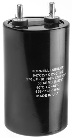Cornell-Dubilier - 947C271K122CCMS - Cornell-Dubilier 947C ϵ 270F ۱ϩ (PP) 947C271K122CCMS, 10%, 1.2 kV ֱ, װ, 90mmֱ		