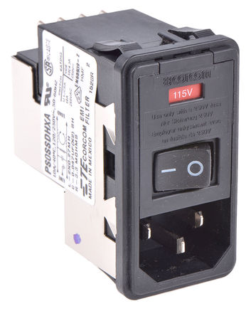 TE Connectivity - PS0SSDHXA - TE Connectivity Ƕʽ C14 IEC ˲ ͷ 6609951-4, 5 x 20mm۶, ζ˽, 10A, 120 V 250 V 		