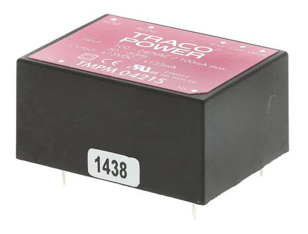 TRACOPOWER - TMPM 04215 - TRACOPOWER 4W 2 ǶʽģʽԴ SMPS TMPM 04215, 120  370 V dc, 85  264 V ac, 15V dc, 133mA, 77%Ч		